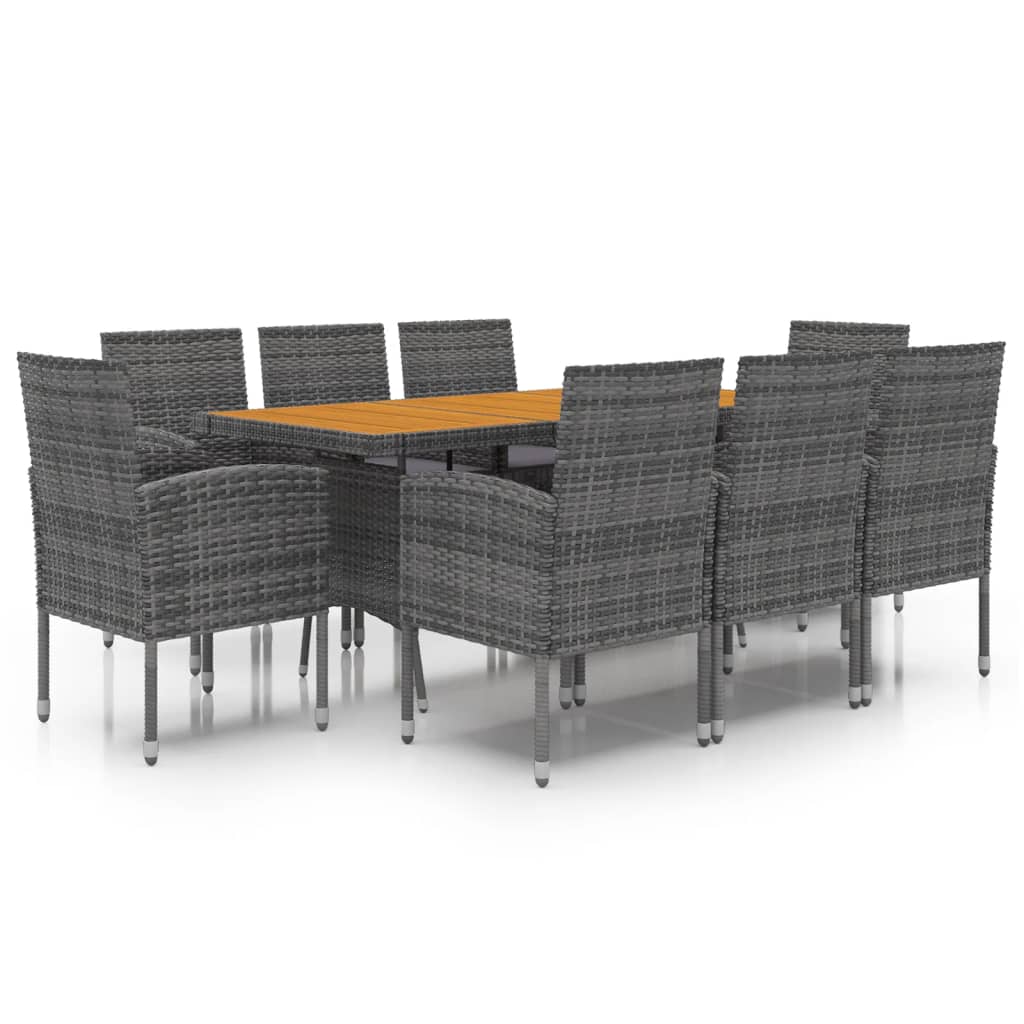 vidaXL 7-delige Tuinset poly rattan zwart