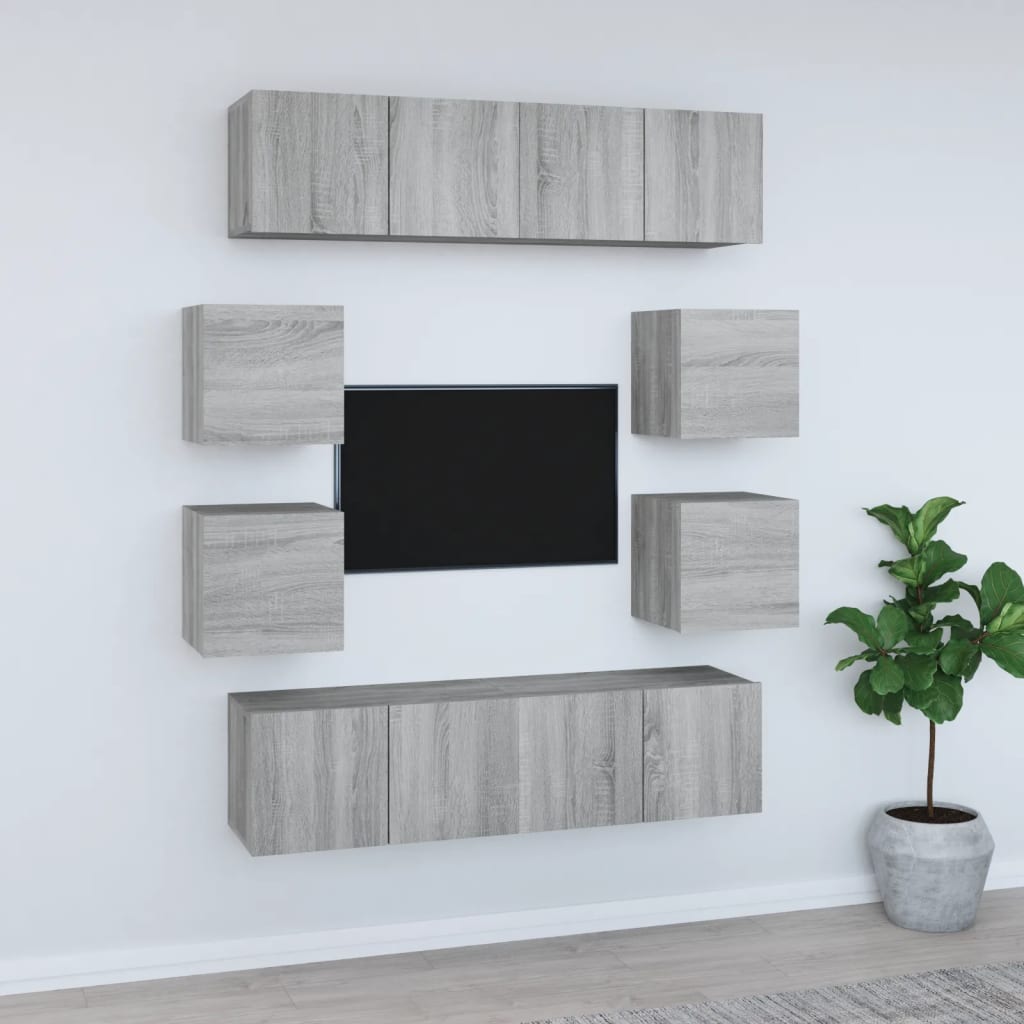 vidaXL 8-Piece TV Cabinet Set Engineered Wood White