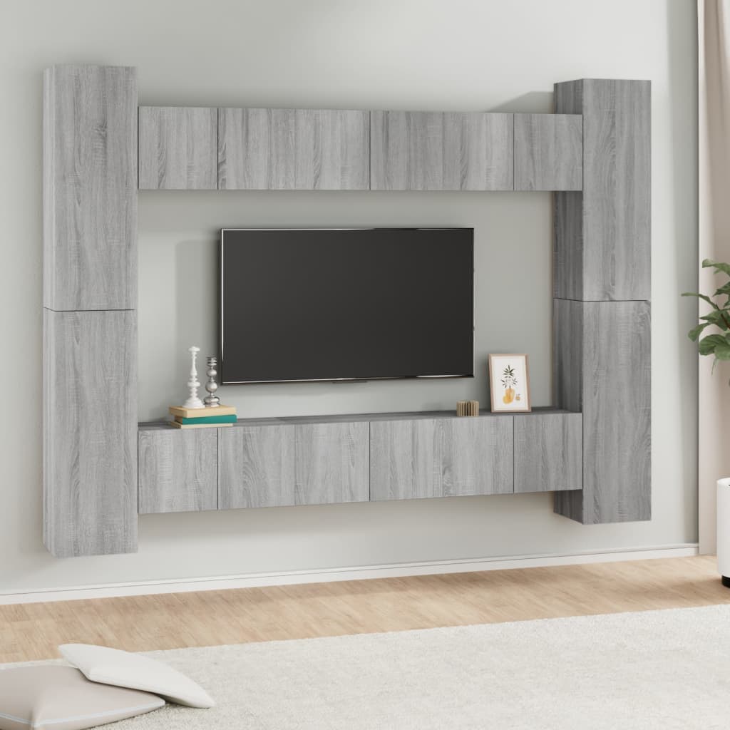 vidaXL 8-delige Tv-meubelset bewerkt hout wit