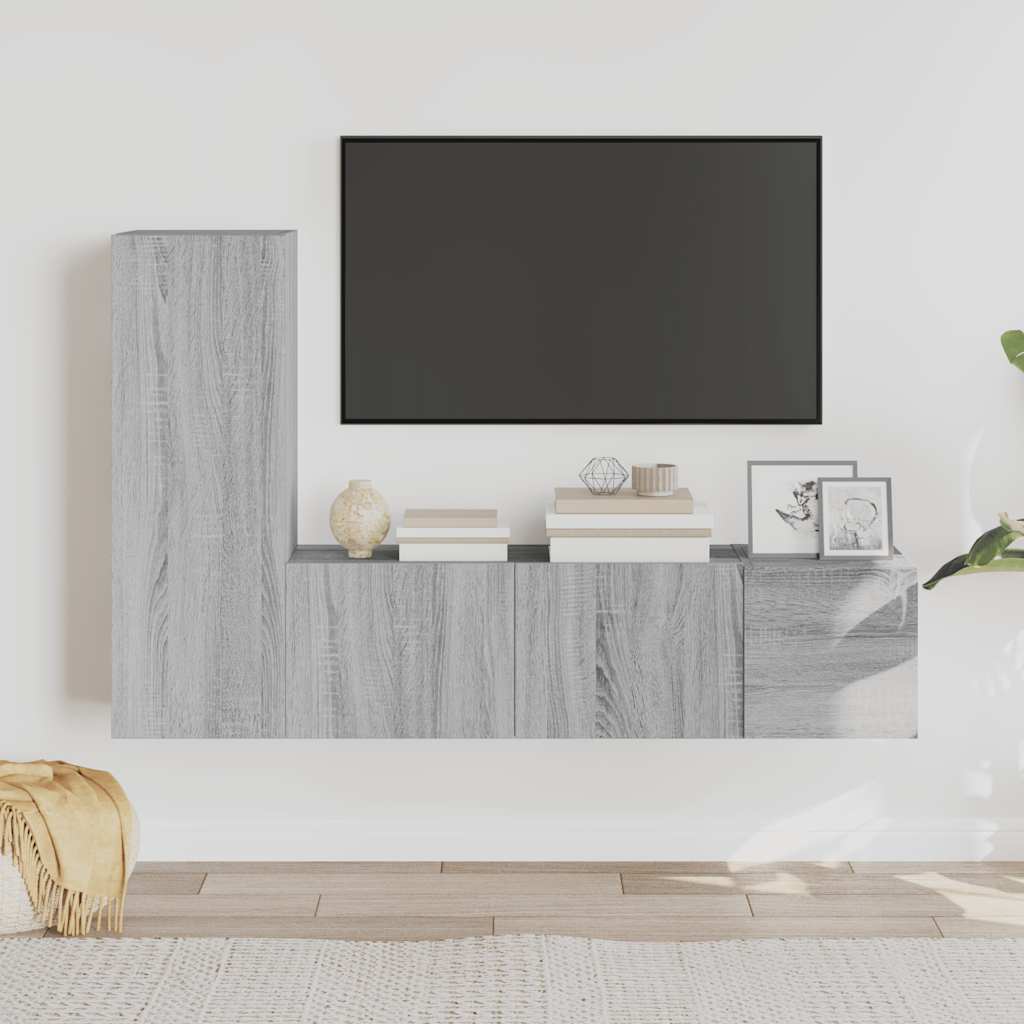 vidaXL 5-delige Tv-meubelset bewerkt hout wit