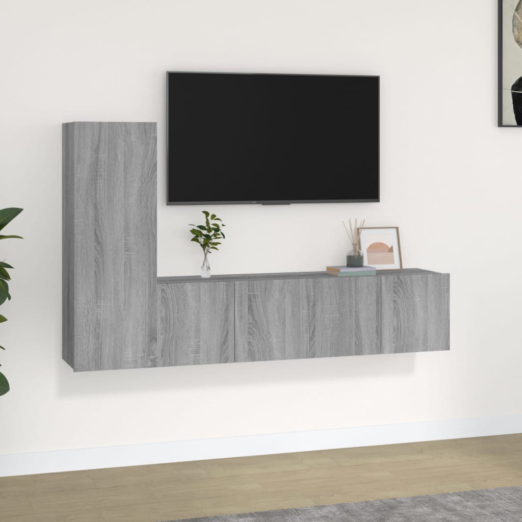 vidaXL 3-Piece TV Cabinet Set Engineered Wood White