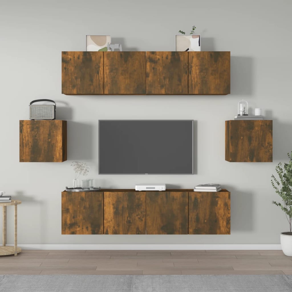 vidaXL 6-delige Tv-meubelset bewerkt hout wit