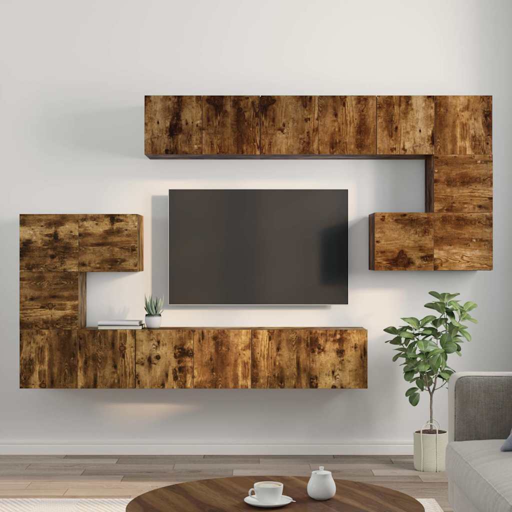 vidaXL 8-delige Tv-meubelset bewerkt hout wit