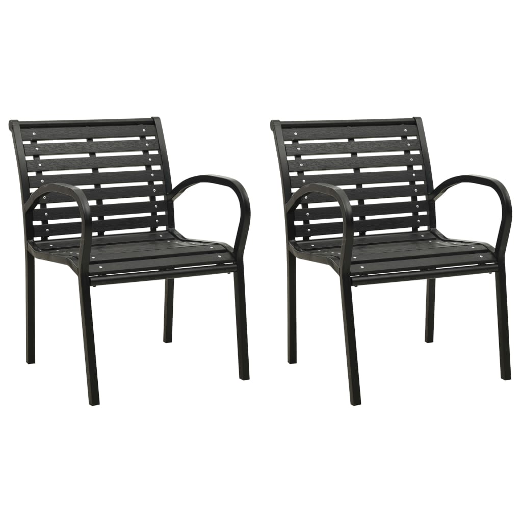 vidaXL Garden Chairs 2 pcs Steel and HPL black