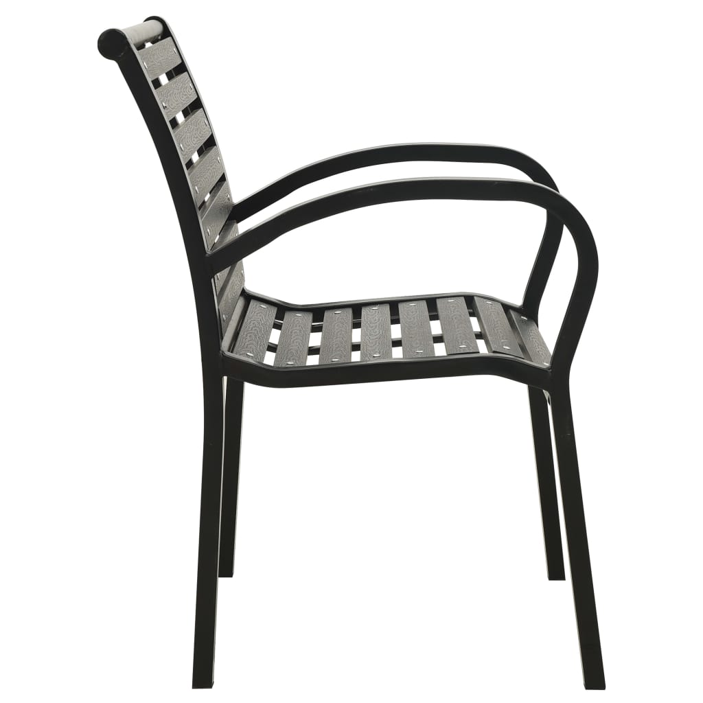 vidaXL Garden Chairs 2 pcs Steel and HPL black