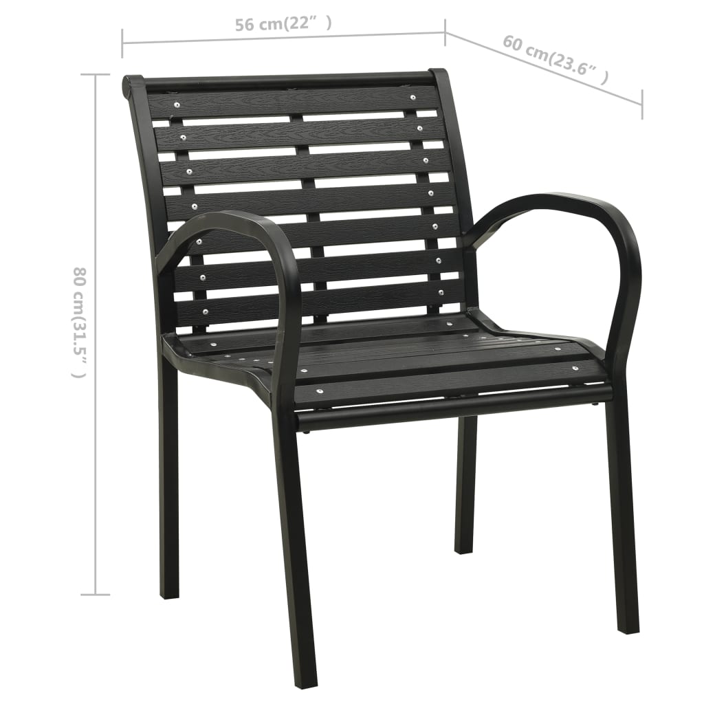 vidaXL Garden Chairs 2 pcs Steel and HPL black