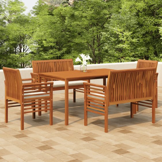 vidaXL 5-piece Garden Dining Set with Cushions Solid Acacia Wood