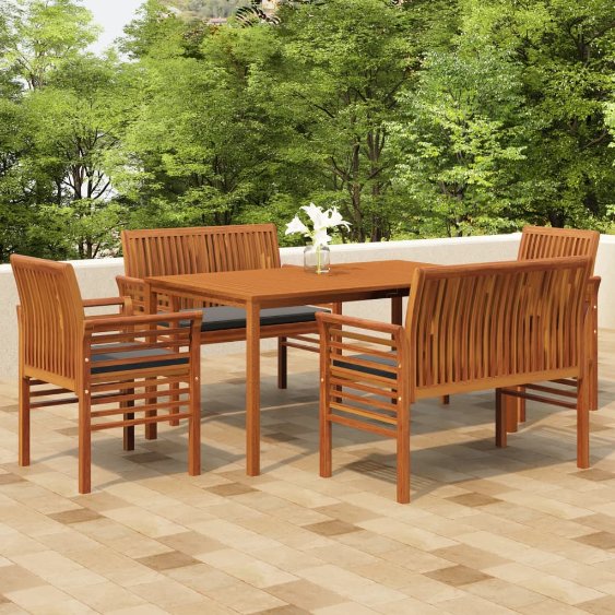 vidaXL 5-piece Garden Dining Set with Cushions Solid Acacia Wood