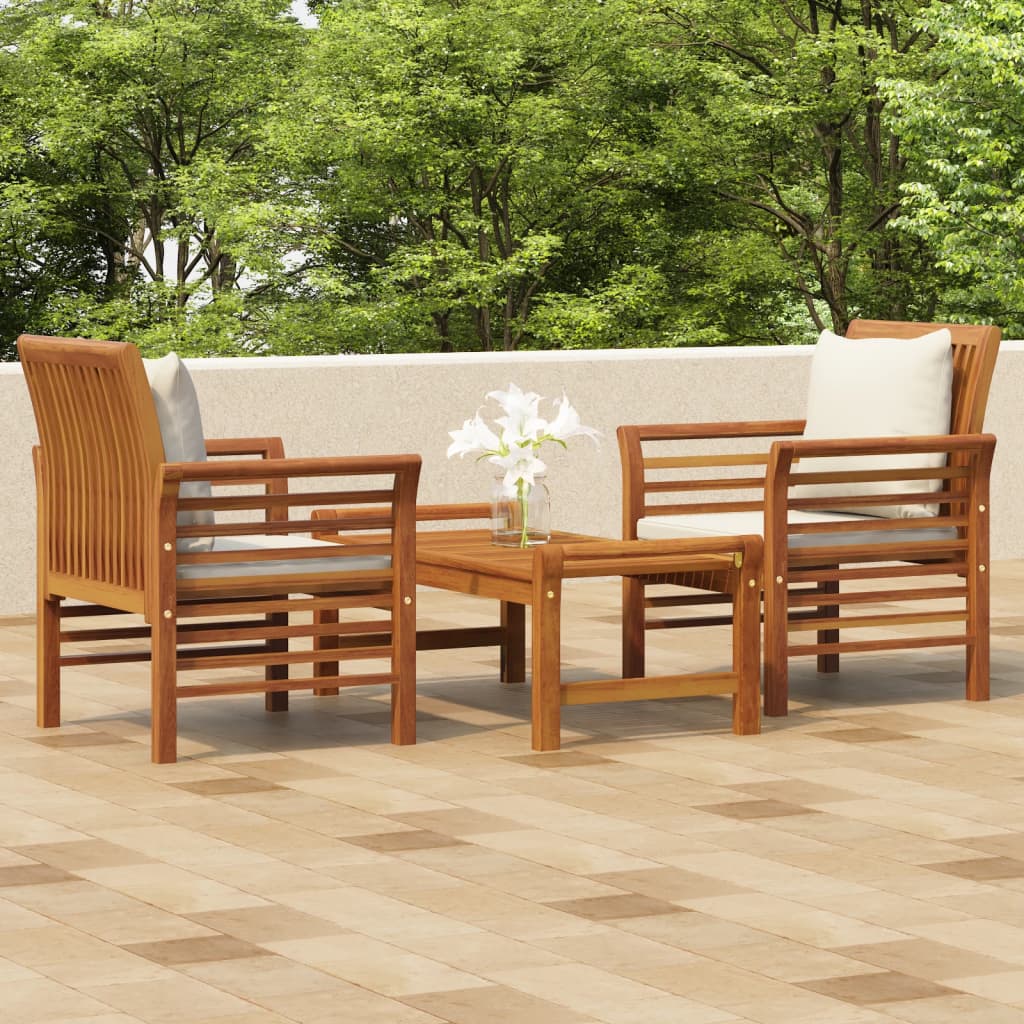 vidaXL 4-delige Loungeset met kussens massief acaciahout