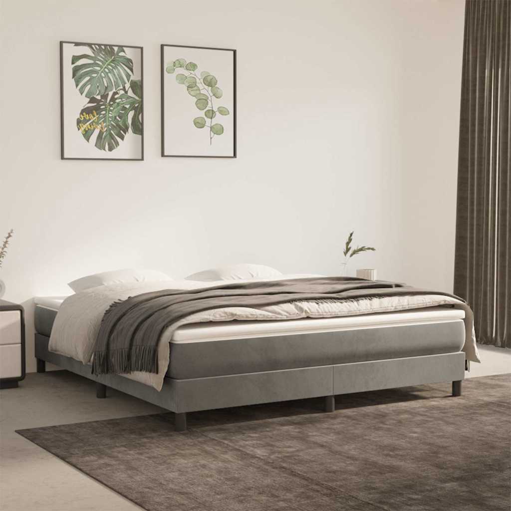 vidaXL Boxspring bed 80x200 cm fluweel lichtgrijs