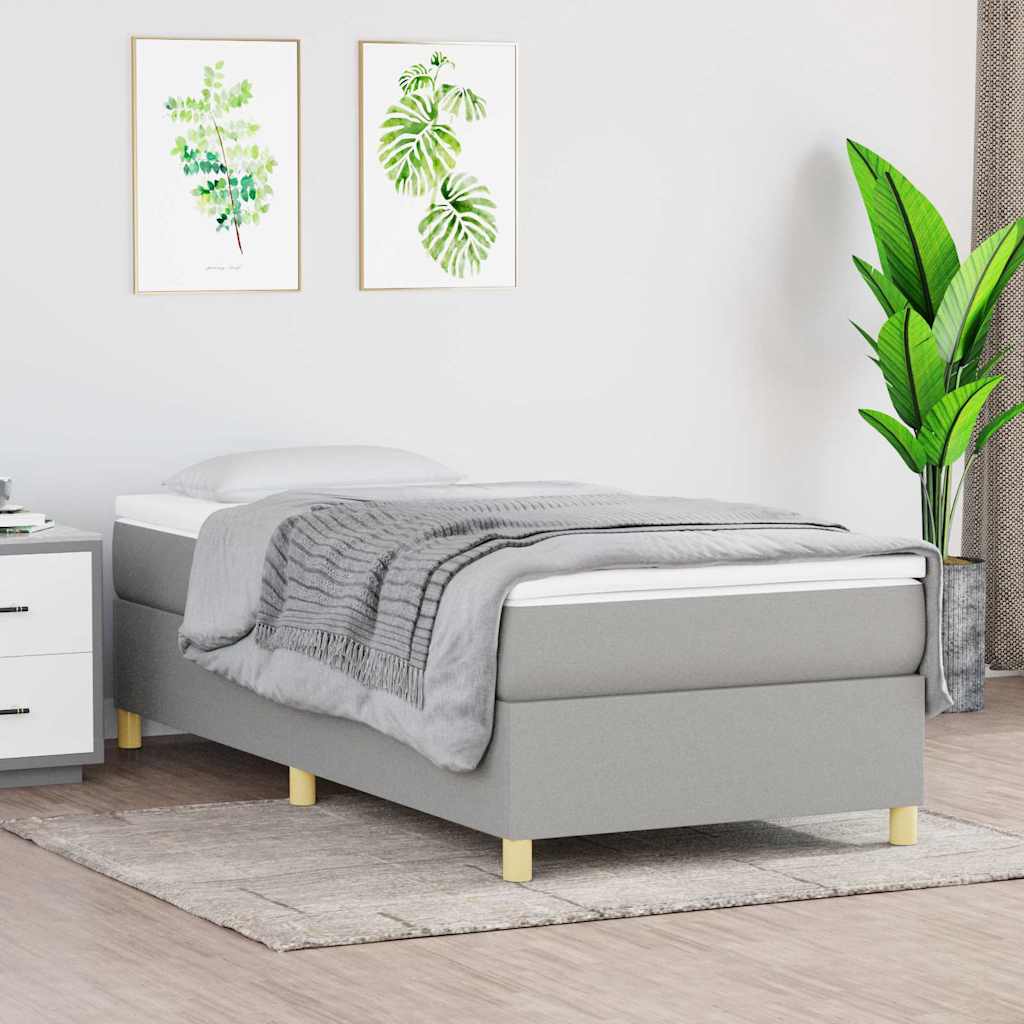 vidaXL Box spring bed 80x200 cm fabric light grey