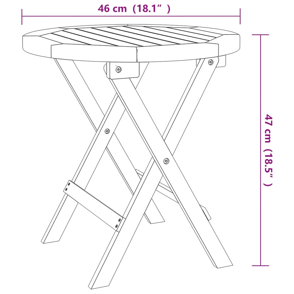 vidaXL Bistrotafel Ø46x47 cm massief acaciahout