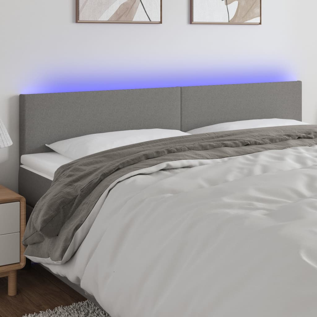 vidaXL Hoofdbord LED 80x5x78/88 cm stof lichtgrijs