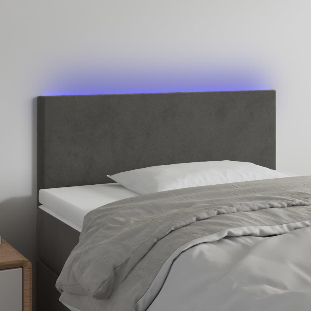 vidaXL Hoofdbord LED 80x5x78/88 cm fluweel lichtgrijs