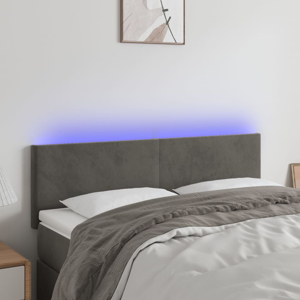 vidaXL Hoofdbord LED 80x5x78/88 cm fluweel lichtgrijs