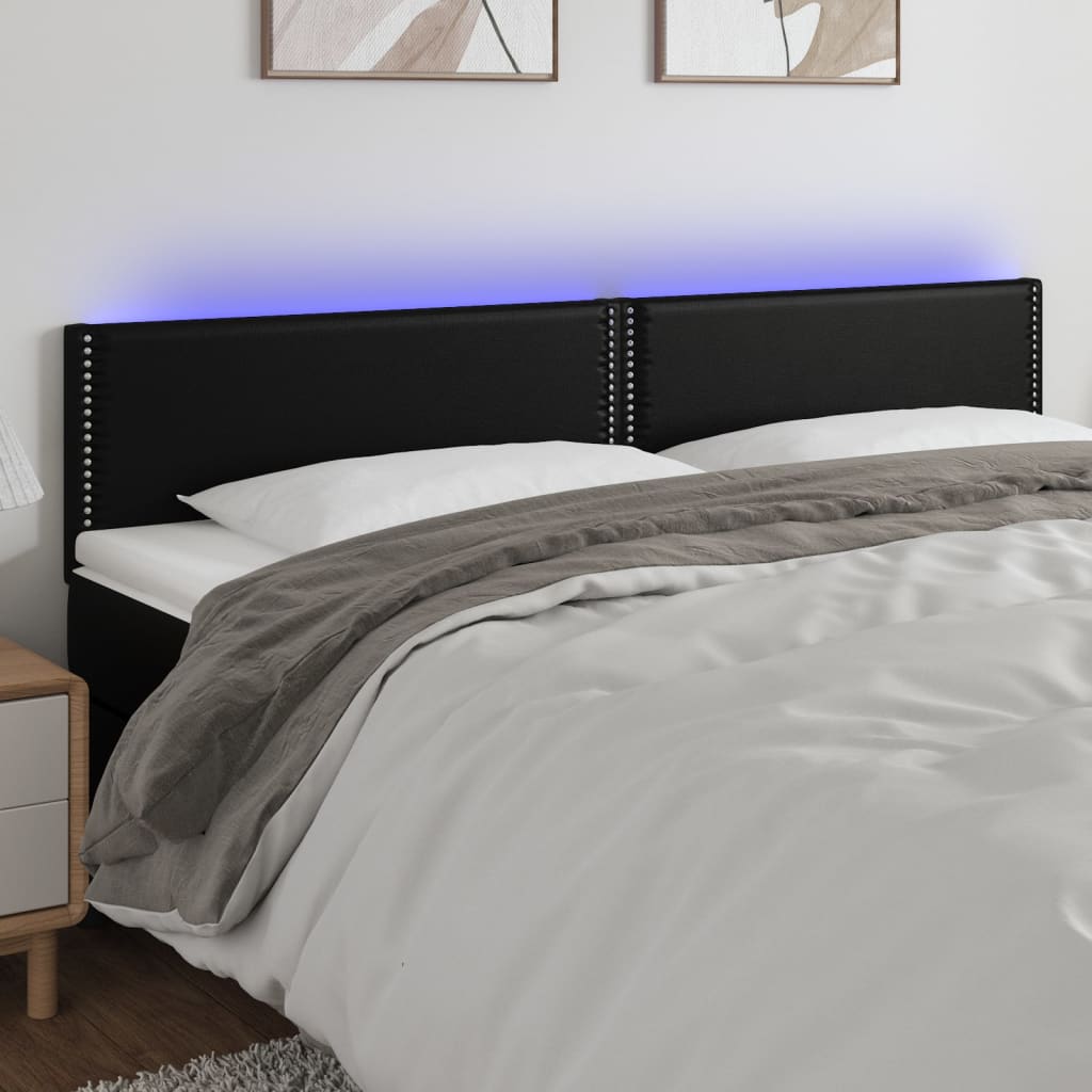 vidaXL Headboard LED 80x5x78/88 cm faux leather black