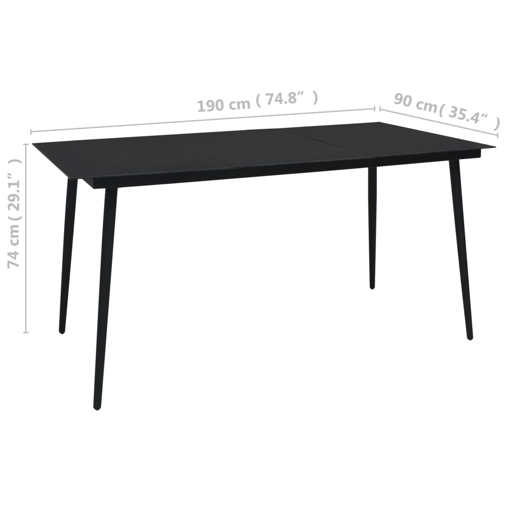 vidaXL Tuintafel 80x80x74 cm staal en glas zwart