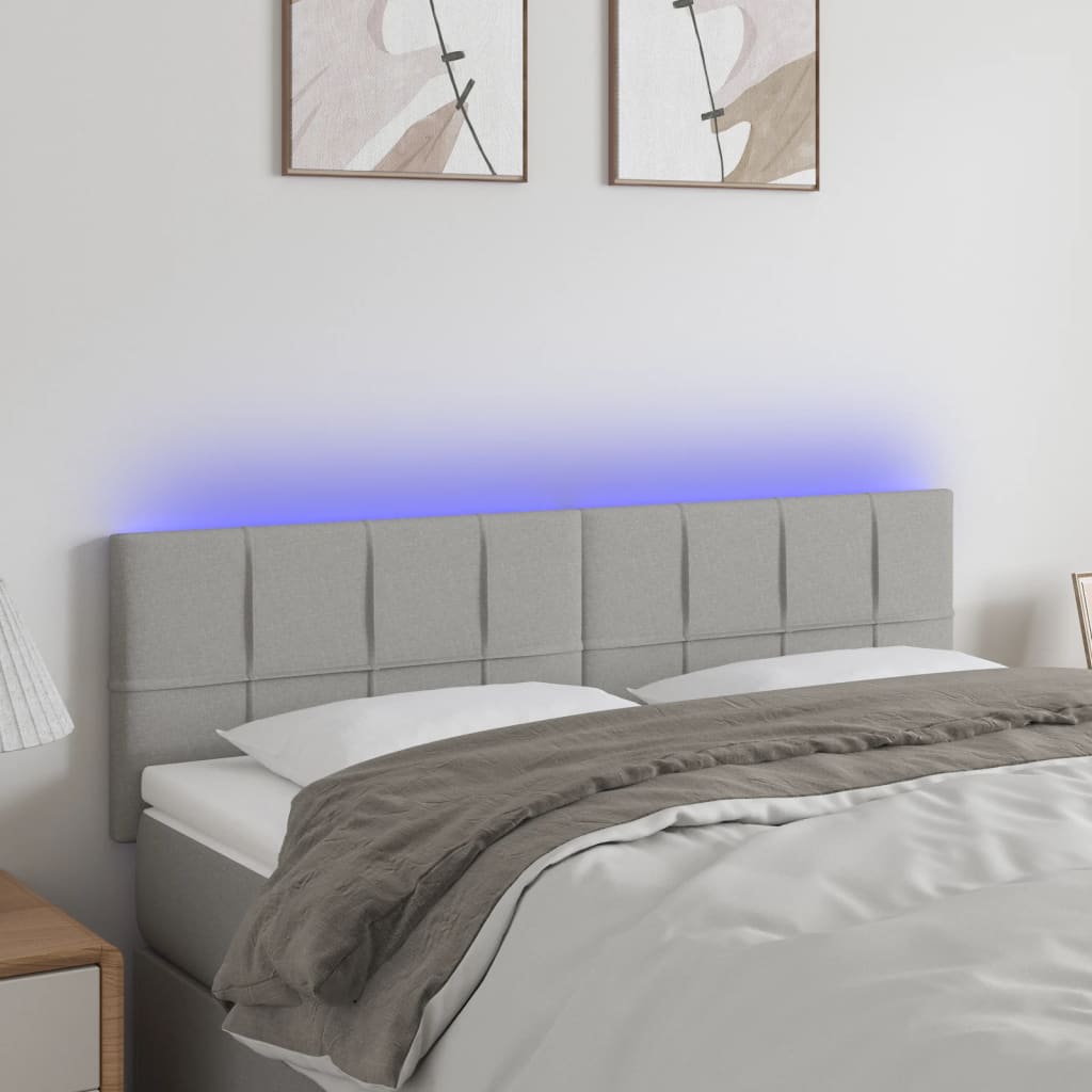 vidaXL Hoofdbord LED 80x5x78/88 cm stof lichtgrijs