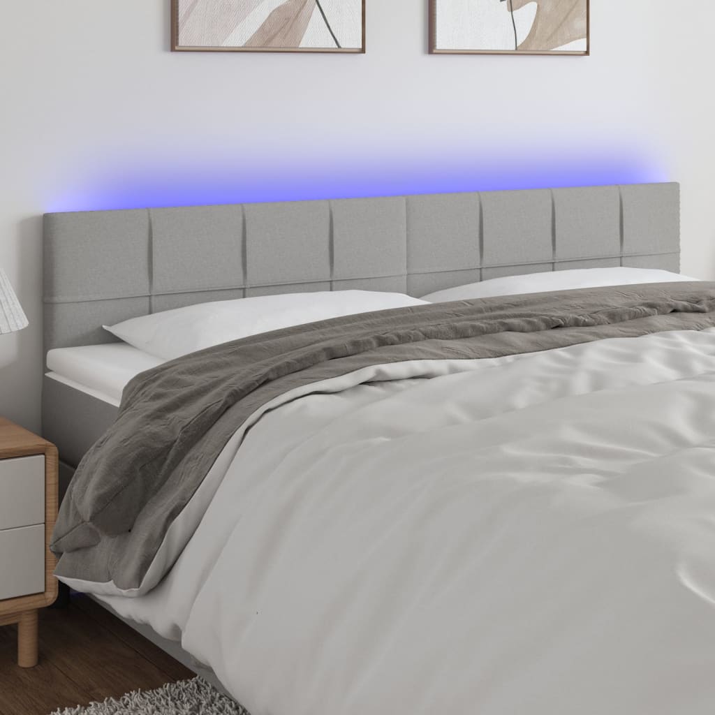 vidaXL Hoofdbord LED 80x5x78/88 cm stof lichtgrijs