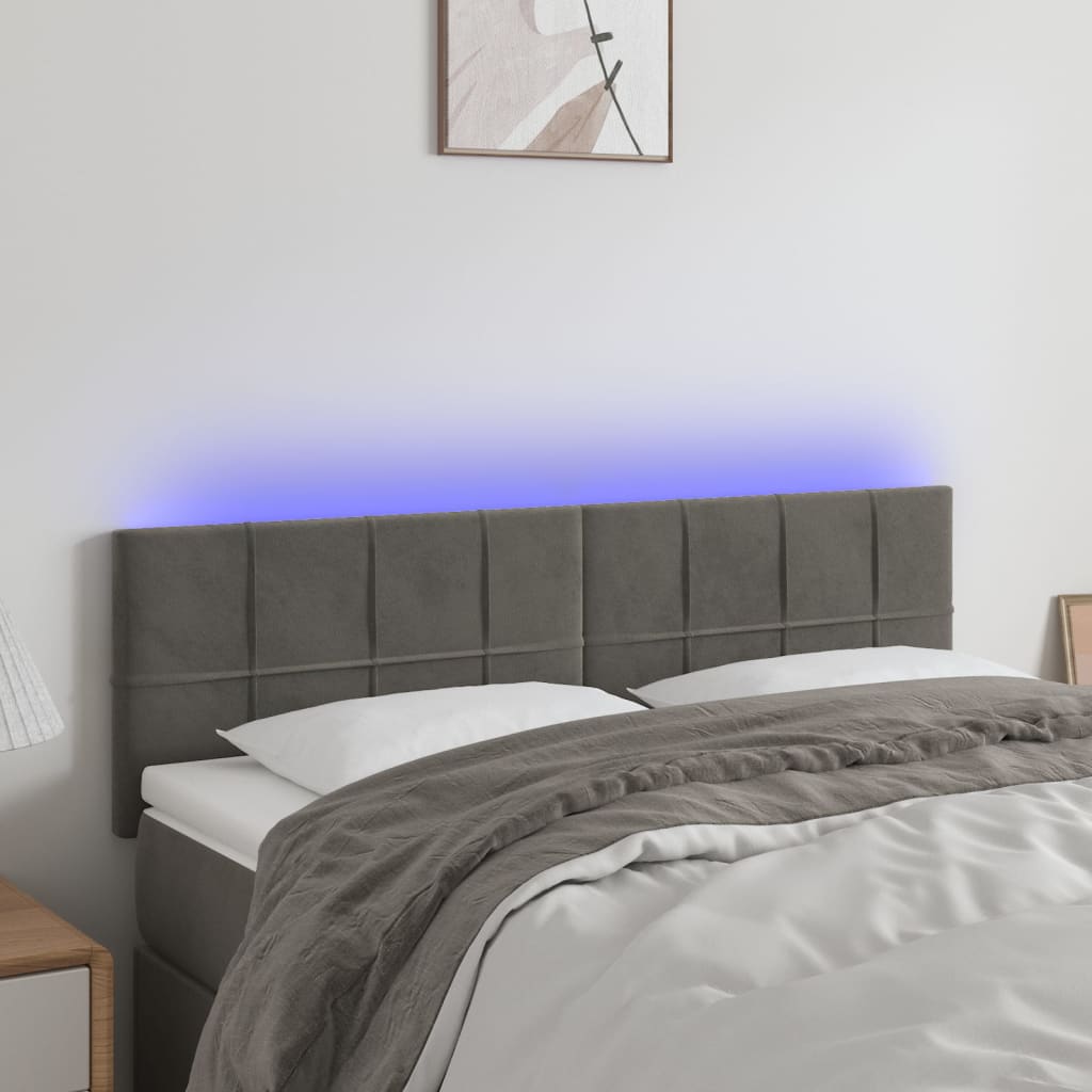 vidaXL Hoofdbord LED 80x5x78/88 cm fluweel lichtgrijs