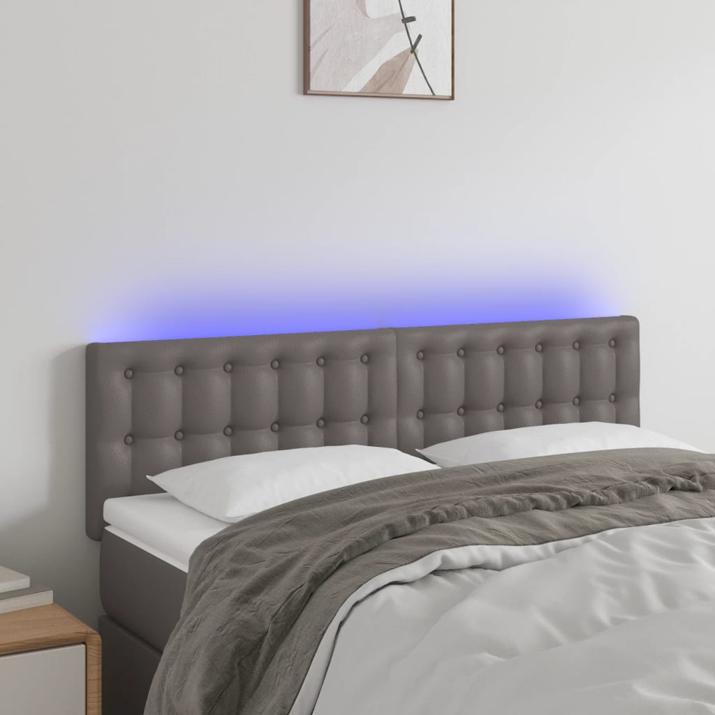 vidaXL Hoofdbord LED 80x5x78/88 cm kunstleer zwart