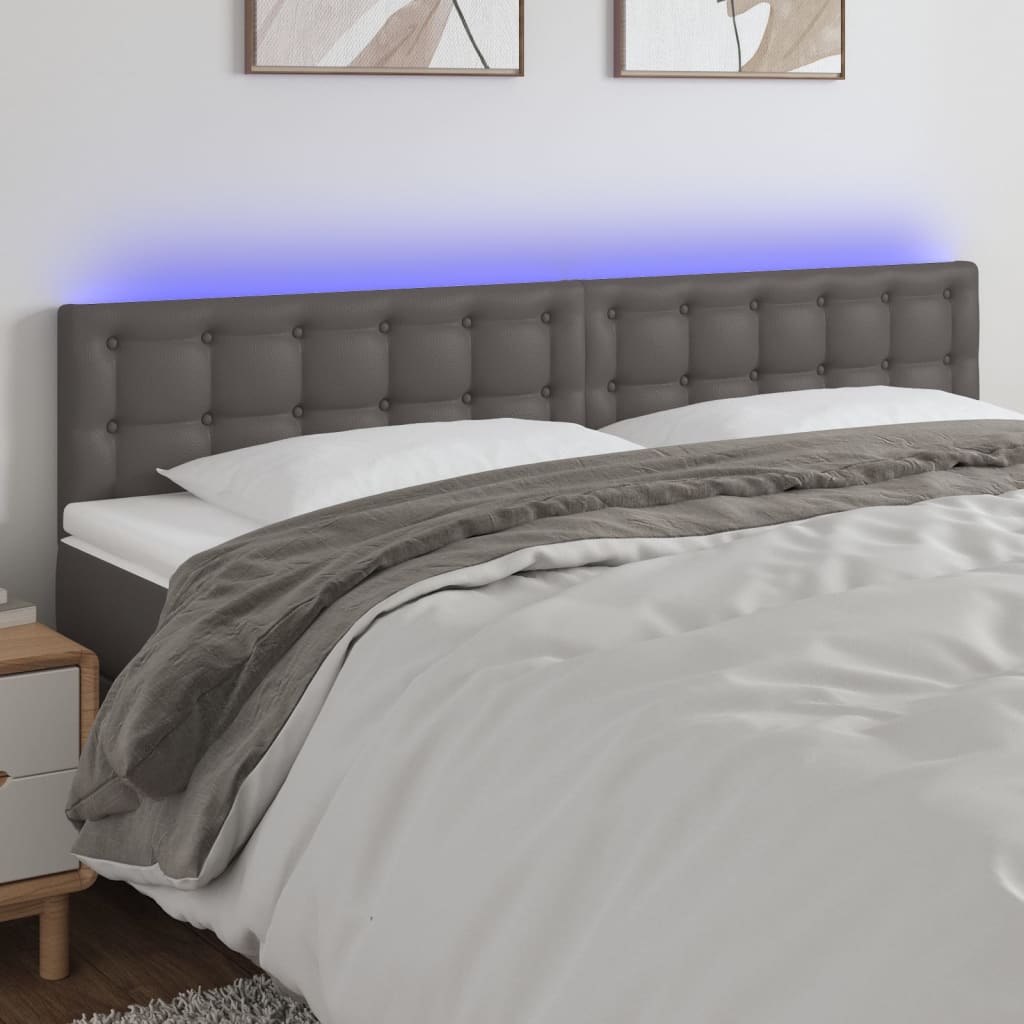 vidaXL Hoofdbord LED 80x5x78/88 cm kunstleer zwart