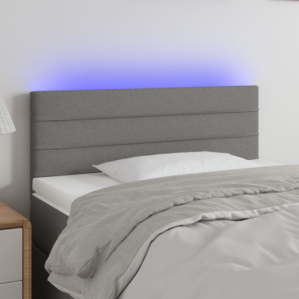 vidaXL Hoofdbord LED 80x5x78/88 cm stof lichtgrijs