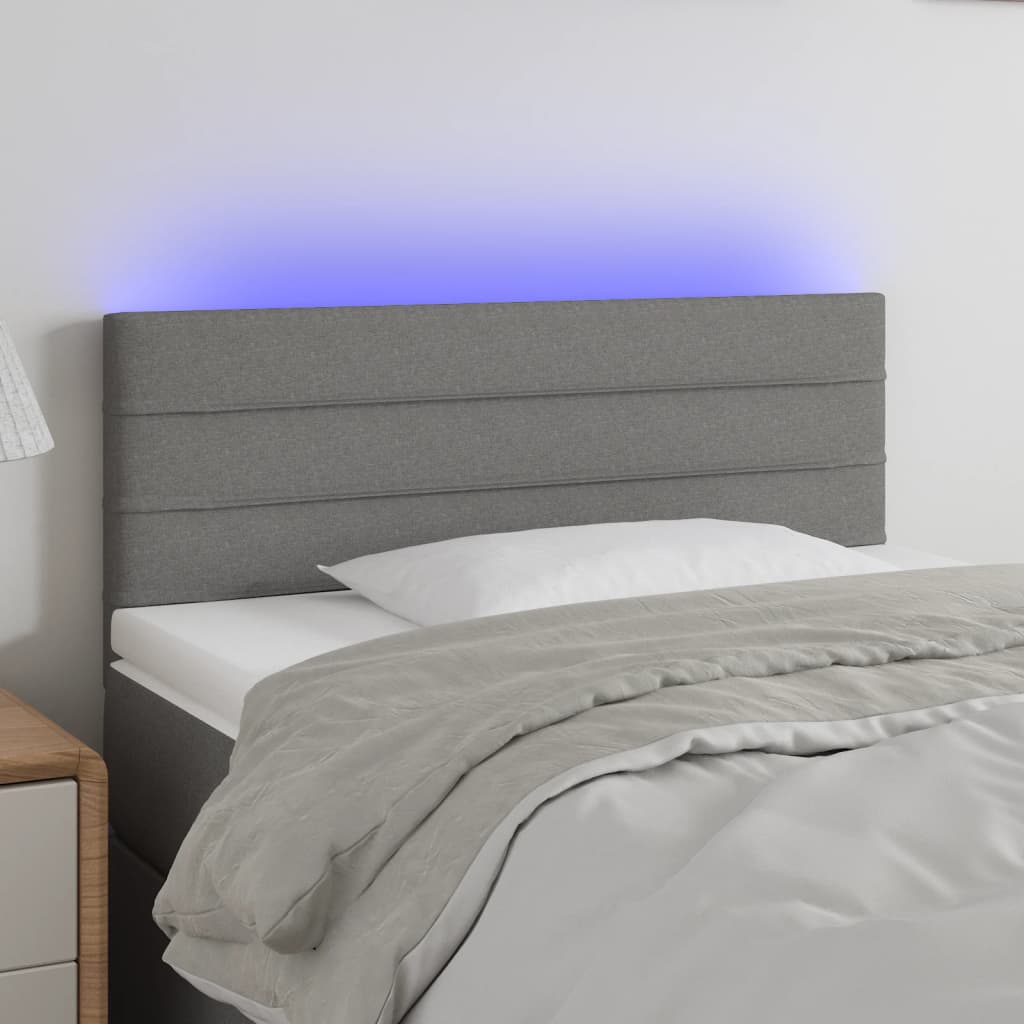 vidaXL Hoofdbord LED 80x5x78/88 cm stof lichtgrijs