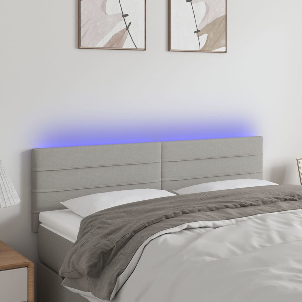 vidaXL Hoofdbord LED 80x5x78/88 cm stof lichtgrijs