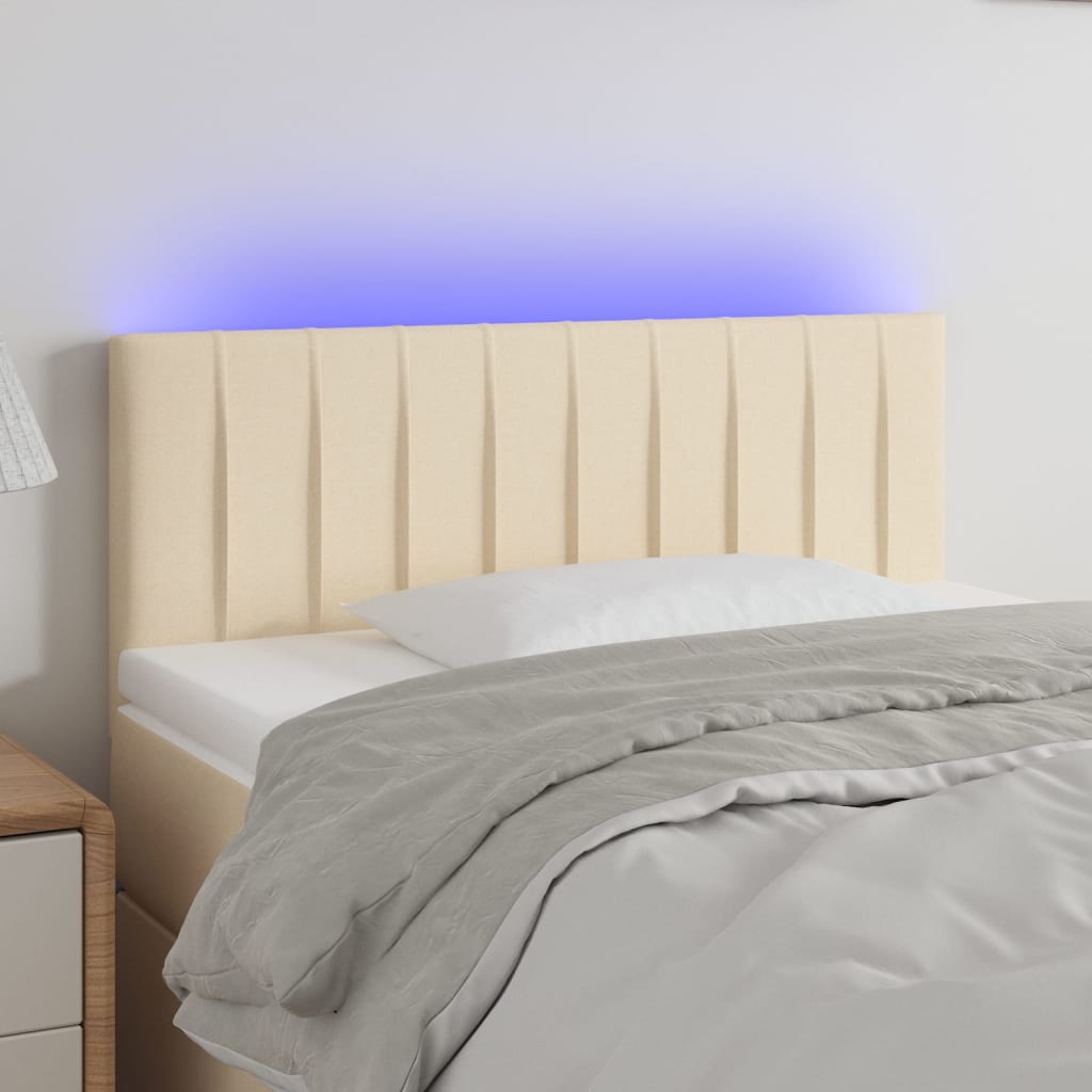 vidaXL Hoofdbord LED 80x5x78/88 cm stof lichtgrijs