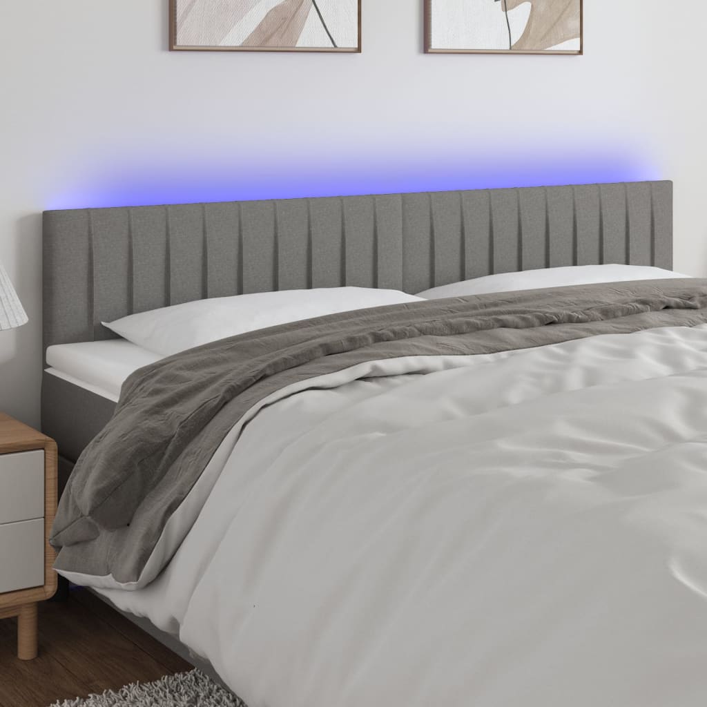 vidaXL Hoofdbord LED 80x5x78/88 cm stof lichtgrijs