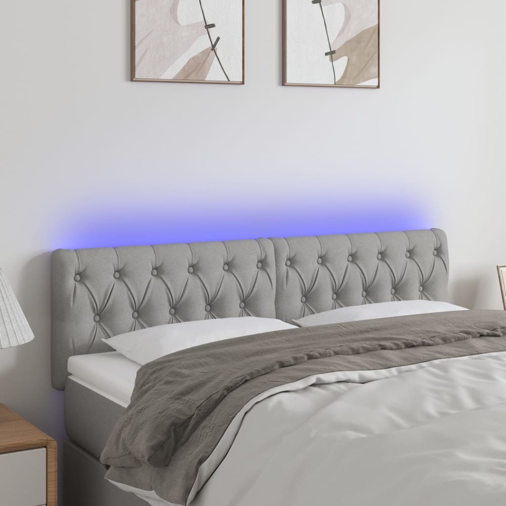 vidaXL Hoofdbord LED 80x7x78/88 cm stof lichtgrijs
