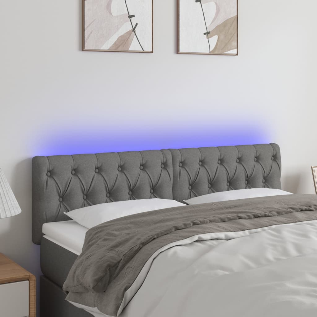 vidaXL Hoofdbord LED 80x7x78/88 cm stof lichtgrijs