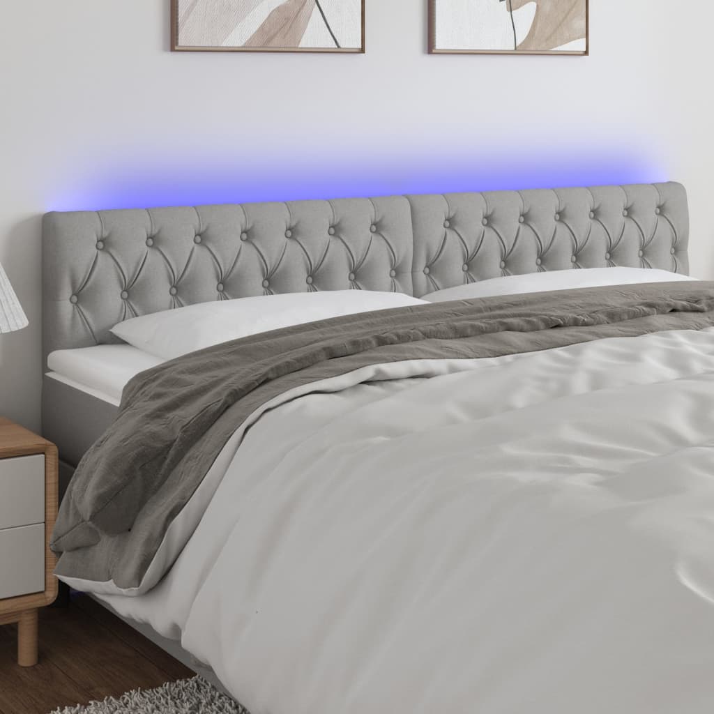vidaXL Hoofdbord LED 80x7x78/88 cm stof lichtgrijs