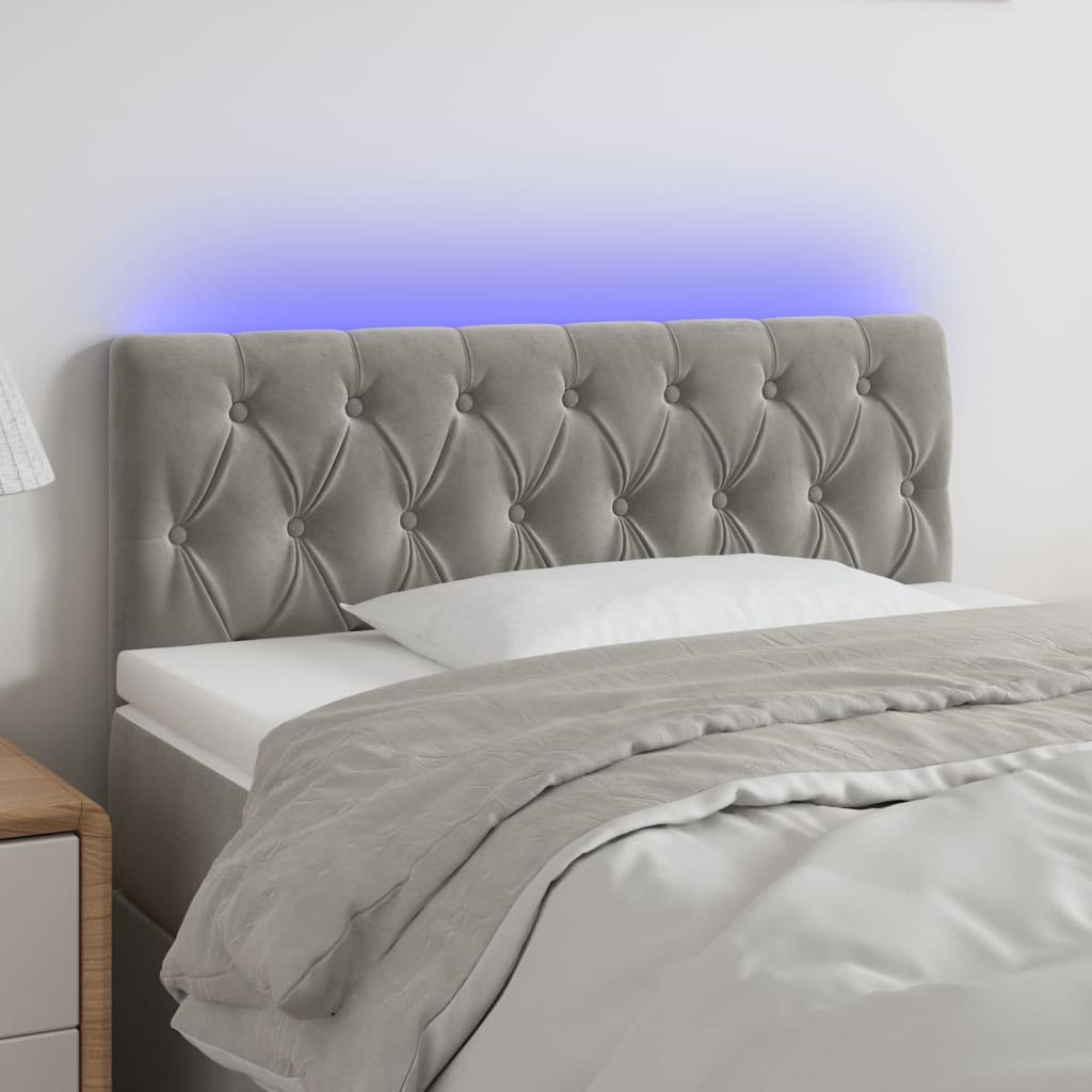 vidaXL Hoofdbord LED 80x7x78/88 cm fluweel lichtgrijs