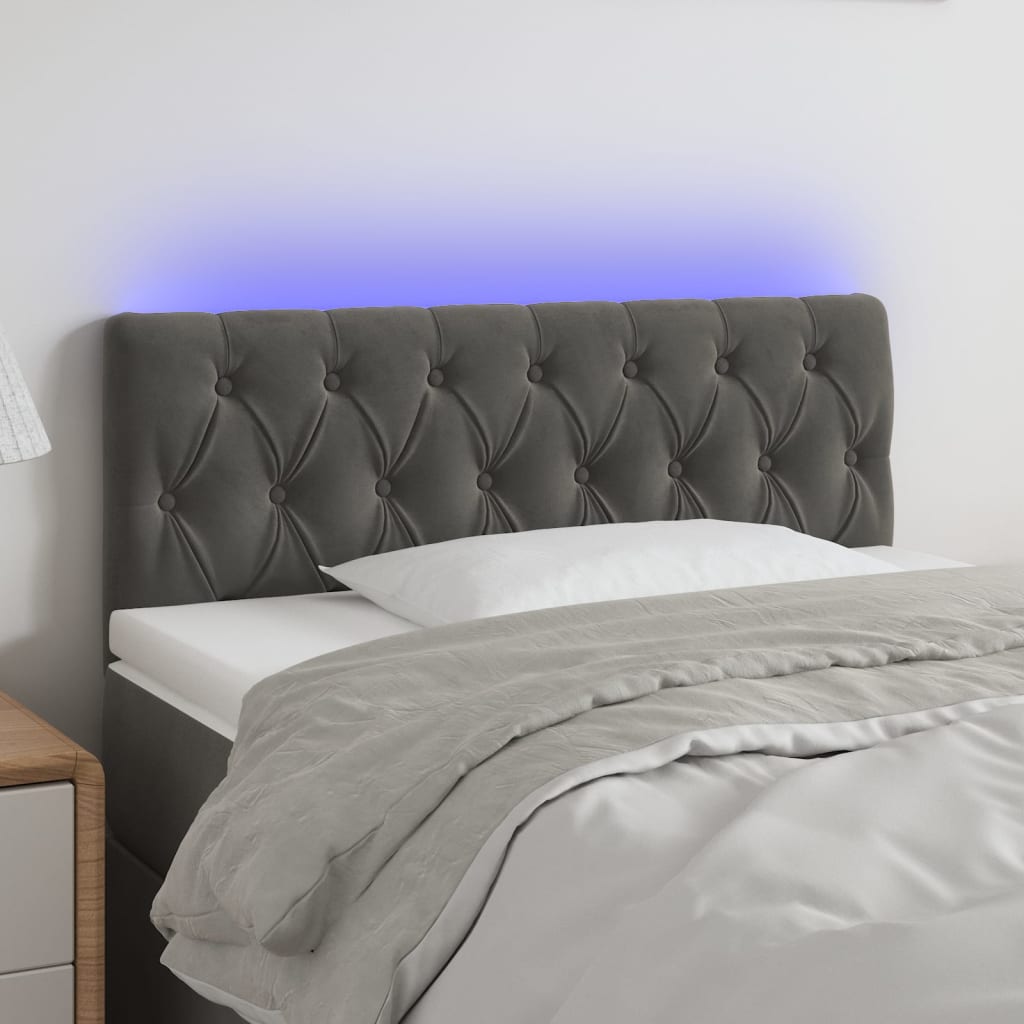 vidaXL Hoofdbord LED 80x7x78/88 cm fluweel lichtgrijs