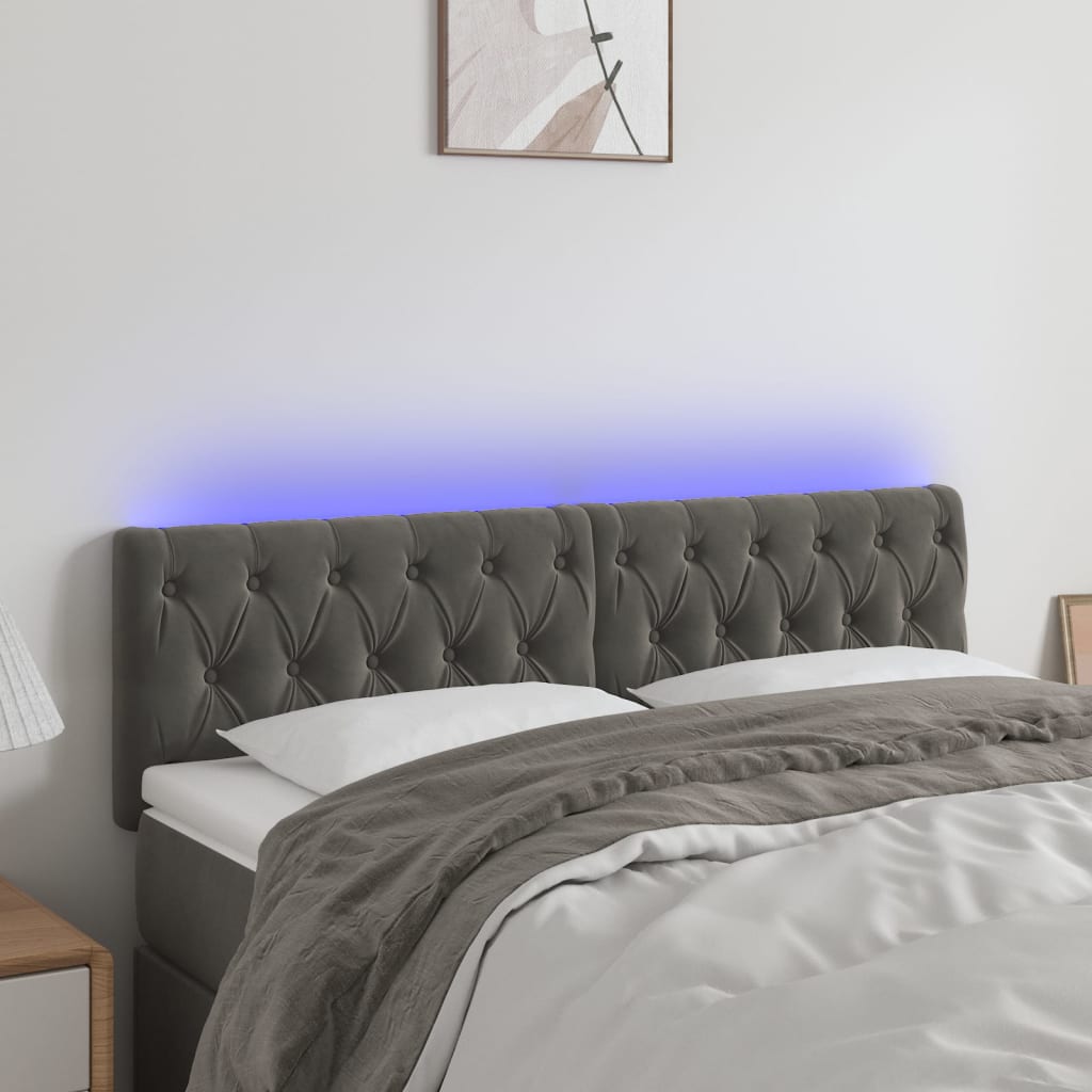 vidaXL Hoofdbord LED 80x7x78/88 cm fluweel lichtgrijs