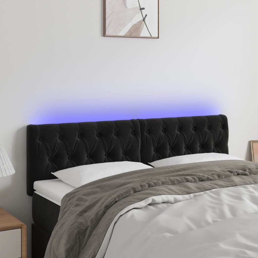 vidaXL Hoofdbord LED 80x7x78/88 cm fluweel lichtgrijs