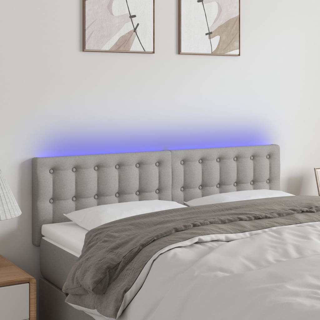 vidaXL Hoofdbord LED 80x5x78/88 cm stof lichtgrijs