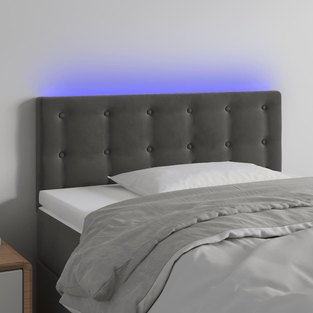 vidaXL Hoofdbord LED 80x5x78/88 cm fluweel lichtgrijs