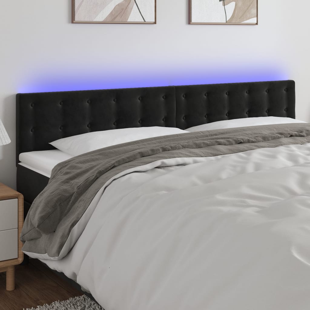 vidaXL Hoofdbord LED 80x5x78/88 cm fluweel lichtgrijs