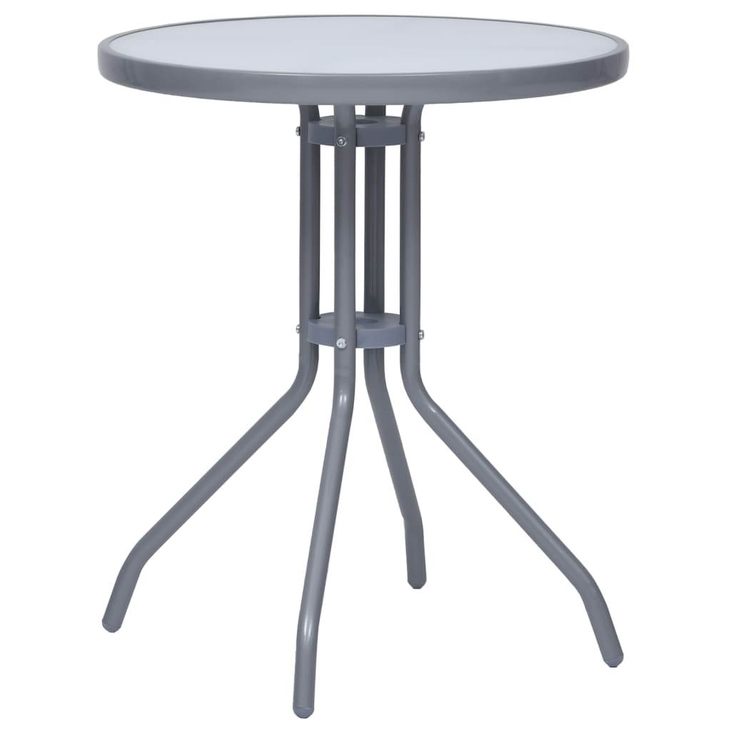 vidaXL Tuintafel 60 cm staal en glas lichtgrijs