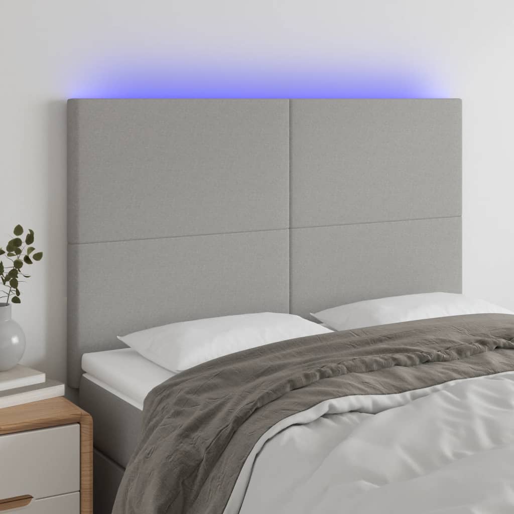 vidaXL Hoofdbord LED 80x5x78/88 cm stof lichtgrijs
