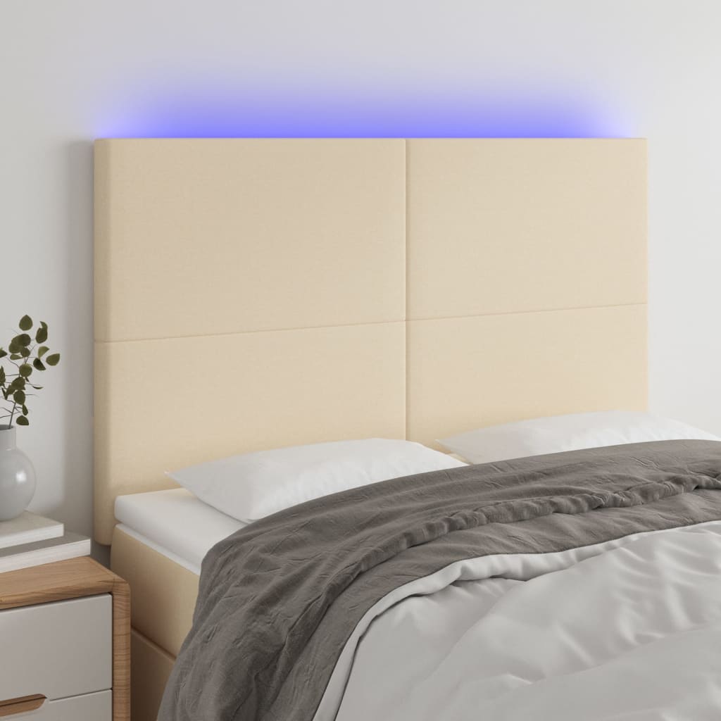 vidaXL Hoofdbord LED 80x5x78/88 cm stof lichtgrijs