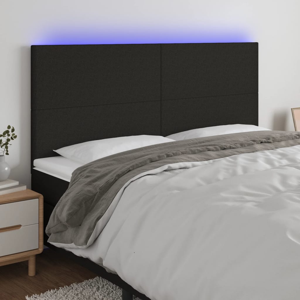 vidaXL Hoofdbord LED 80x5x78/88 cm stof lichtgrijs