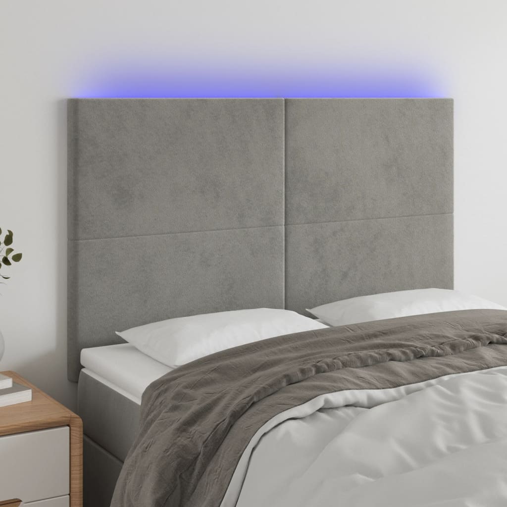 vidaXL Hoofdbord LED 80x5x78/88 cm fluweel lichtgrijs