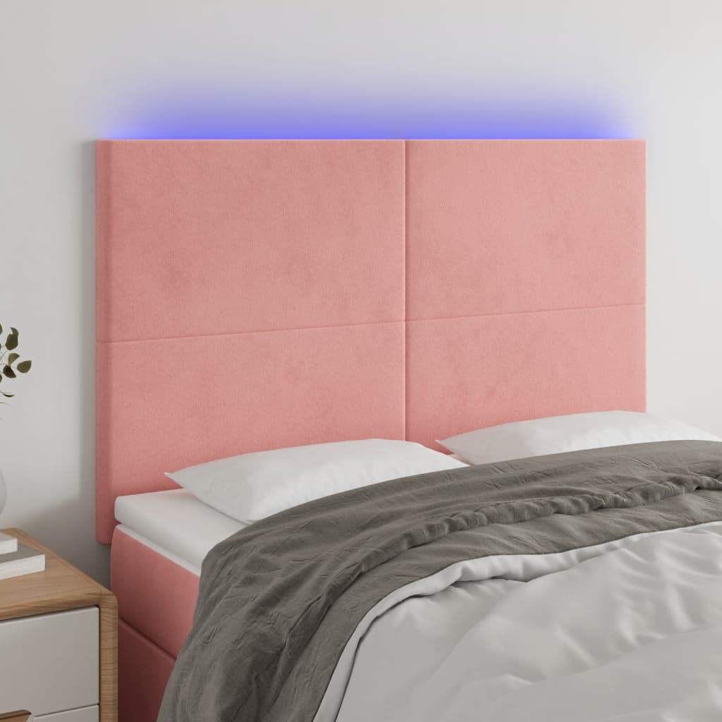 vidaXL Hoofdbord LED 80x5x78/88 cm fluweel lichtgrijs