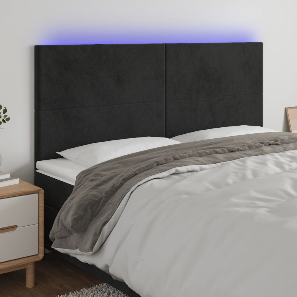 vidaXL Hoofdbord LED 80x5x78/88 cm fluweel lichtgrijs
