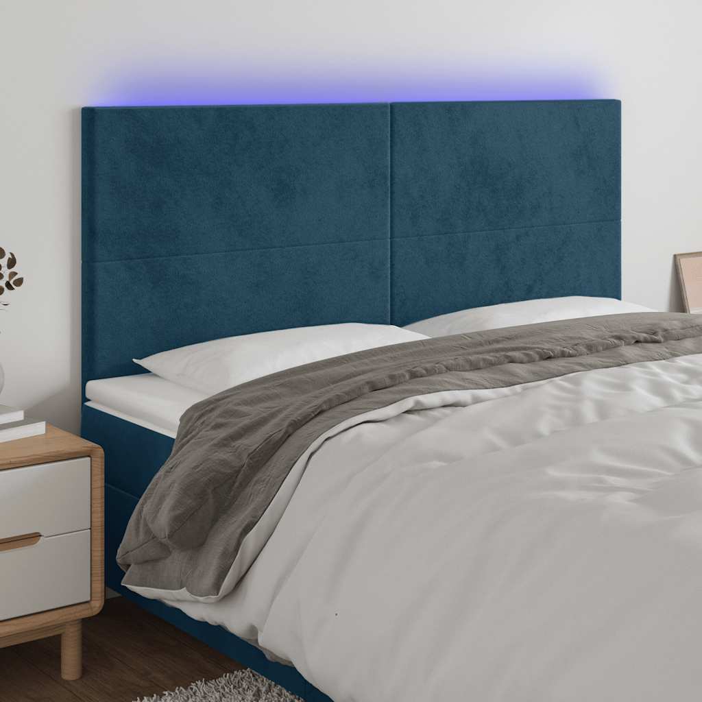 vidaXL Hoofdbord LED 80x5x78/88 cm fluweel lichtgrijs