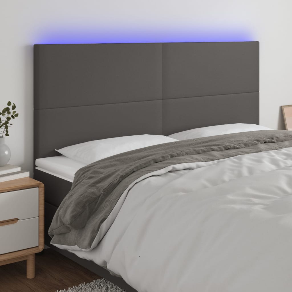 vidaXL Headboard LED 80x5x78/88 cm faux leather black